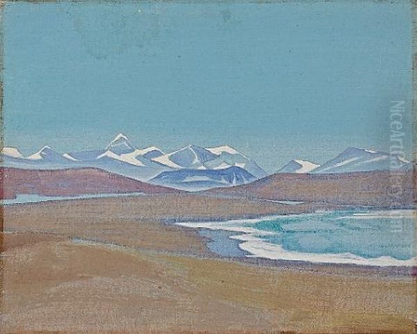 Himalayas From Ting-kye Dzong Oil Painting by Nikolai Konstantinovich Roerich