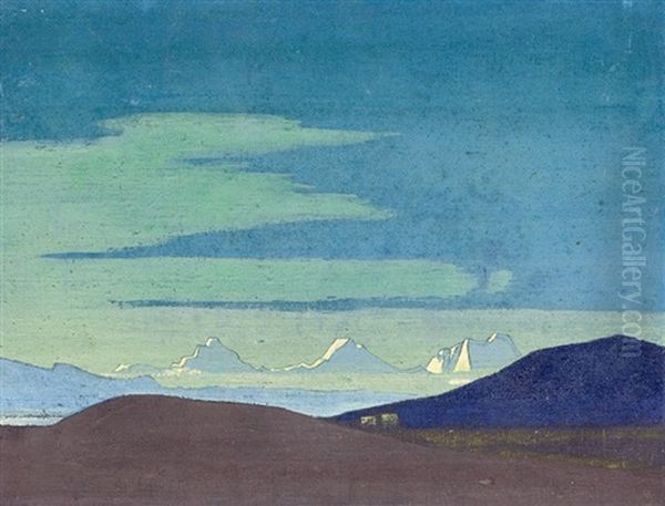 Near The Tibetan Frontier Oil Painting by Nikolai Konstantinovich Roerich