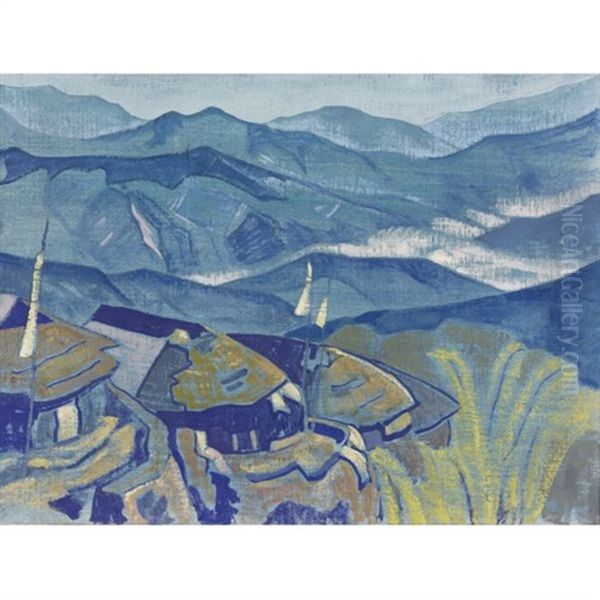 Village (from The Himalayan Series) Oil Painting by Nikolai Konstantinovich Roerich