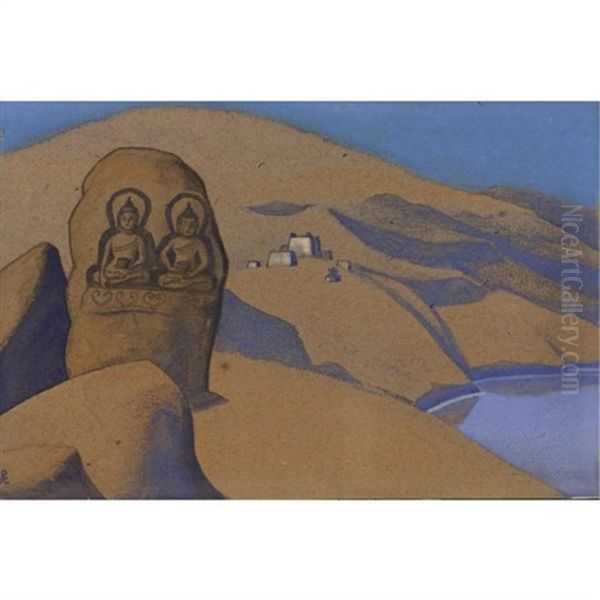 Tibet, Buddha On The Road Oil Painting by Nikolai Konstantinovich Roerich