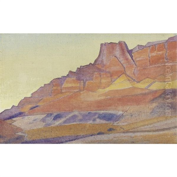 Rocks Of The Buddhist Caves Oil Painting by Nikolai Konstantinovich Roerich