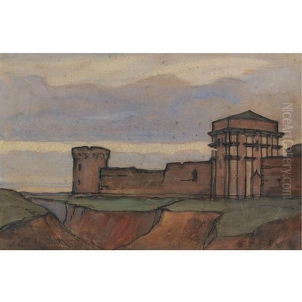 Fortress Oil Painting by Nikolai Konstantinovich Roerich