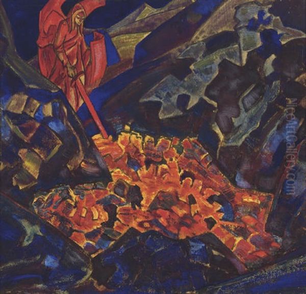 Heat Of The Earth Oil Painting by Nikolai Konstantinovich Roerich