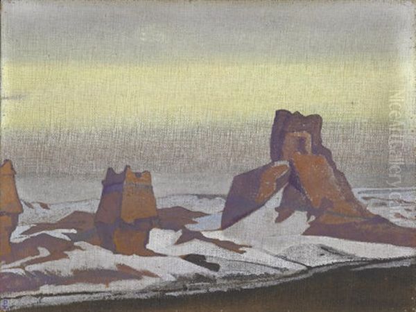 Ruins Of A Chinese Fort Oil Painting by Nikolai Konstantinovich Roerich