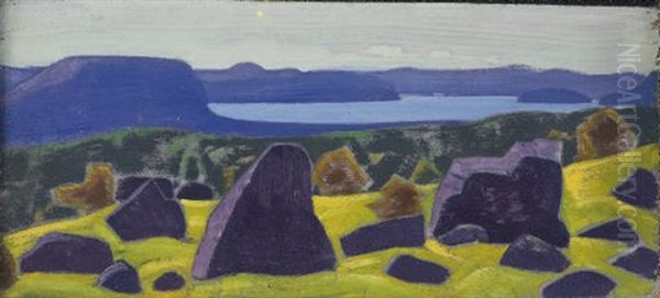 Untitled (sketch From Ladoga Series) Oil Painting by Nikolai Konstantinovich Roerich