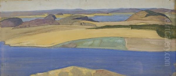 Untitled (sketch From Ladoga Series) Oil Painting by Nikolai Konstantinovich Roerich