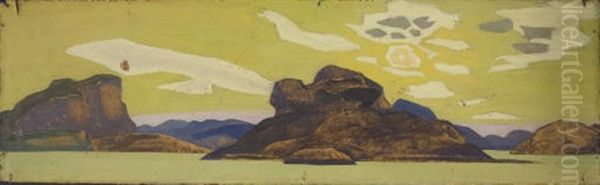 Untitled (sketch From Ladoga Series) Oil Painting by Nikolai Konstantinovich Roerich