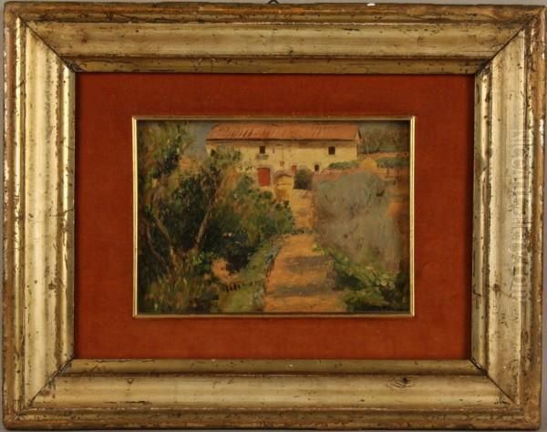 ''casale Di Campagna''. Oil Painting by Odoardo Borrani