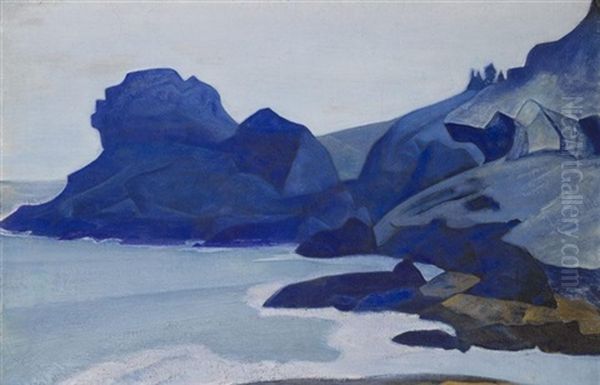 Monhegan, Maine From The Ocean Series Oil Painting by Nikolai Konstantinovich Roerich