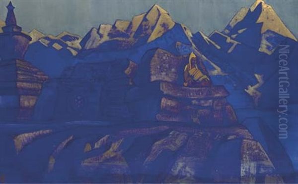 Tsong-kha-pa - Banners Of The East Oil Painting by Nikolai Konstantinovich Roerich