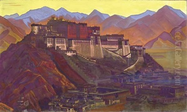 The Potala, The Stronghold Of Tibet Oil Painting by Nikolai Konstantinovich Roerich