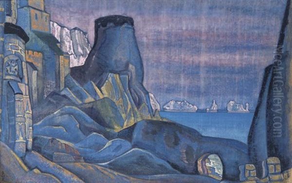 Tristan's Castle (set Design For Tristan & Isolde, Act Iii) Oil Painting by Nikolai Konstantinovich Roerich