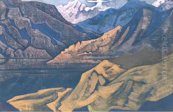 Manasbal Lake (from Lakes And Gilgit Path) Oil Painting by Nikolai Konstantinovich Roerich