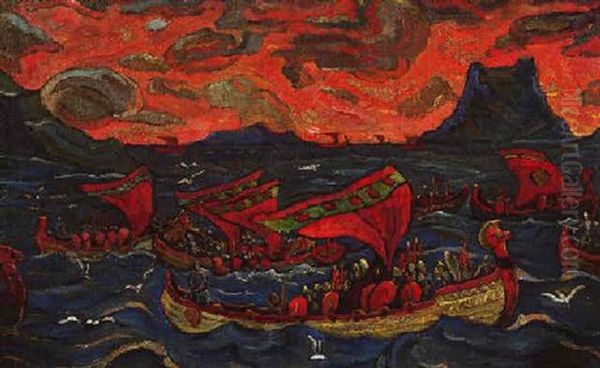 Furst Vladimir Auf Dem Weg Nach Korsun Oil Painting by Nikolai Konstantinovich Roerich