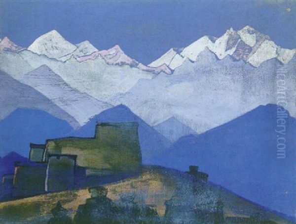 Tibetan Temple Oil Painting by Nikolai Konstantinovich Roerich