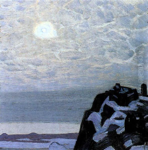 Moonlight - Sortvala Oil Painting by Nikolai Konstantinovich Roerich