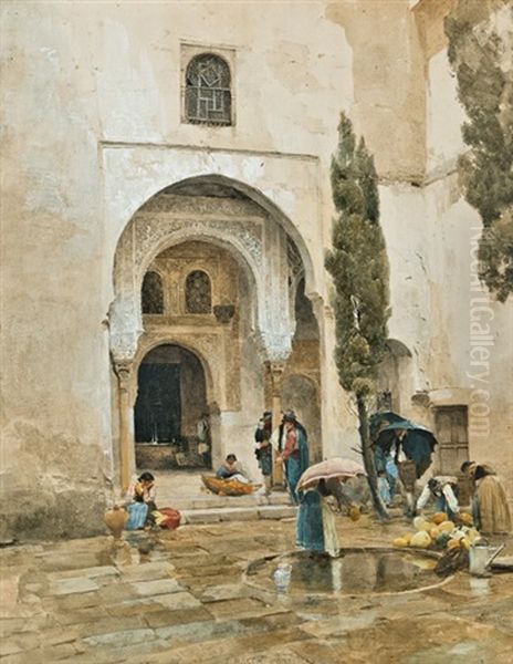 Maurischer Torbogen In Granada Oil Painting by Ludwig Roesch