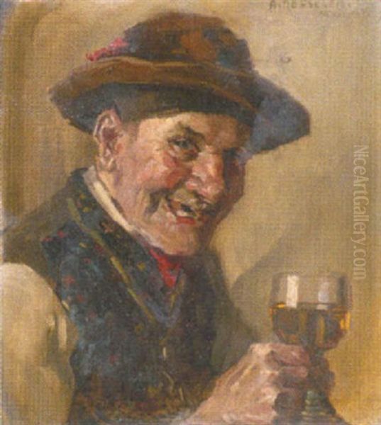 Der Trinker Oil Painting by August Roeseler