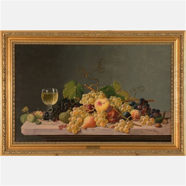 Still Life With Fruit And Wine Oil Painting by Severin Roesen