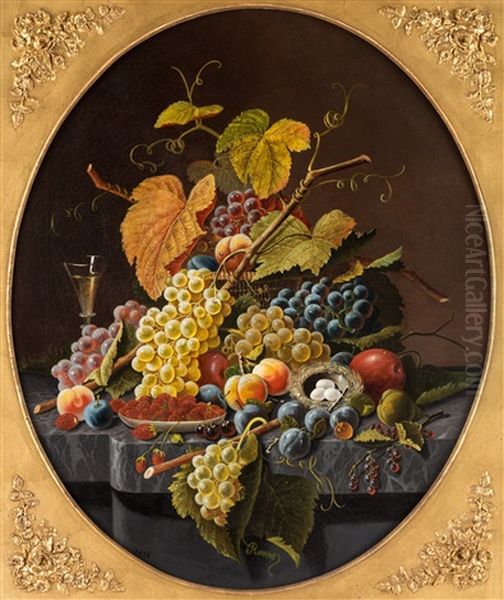 Still Life With A Bird`s Nest Oil Painting by Severin Roesen