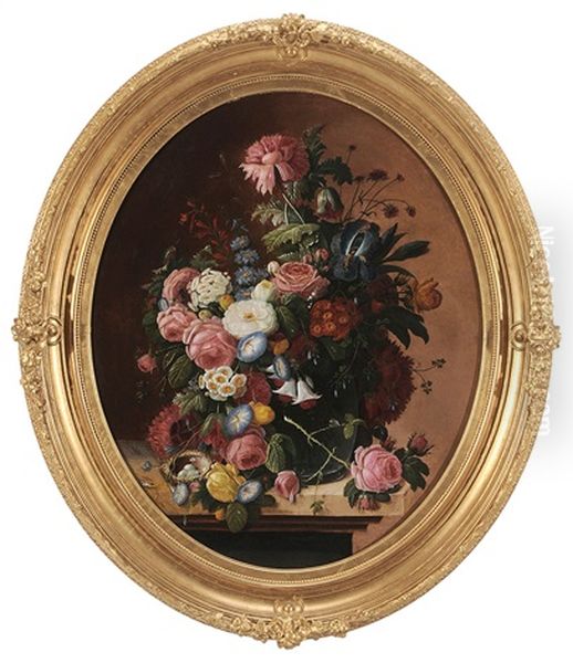 Still Life With Flowers And Nest Oil Painting by Severin Roesen