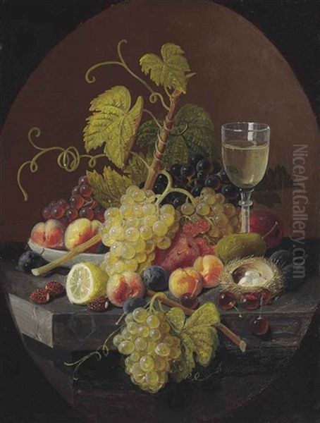 Still Life With Bird's Nest Oil Painting by Severin Roesen