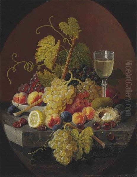 Still Life With Bird's Nest Oil Painting by Severin Roesen