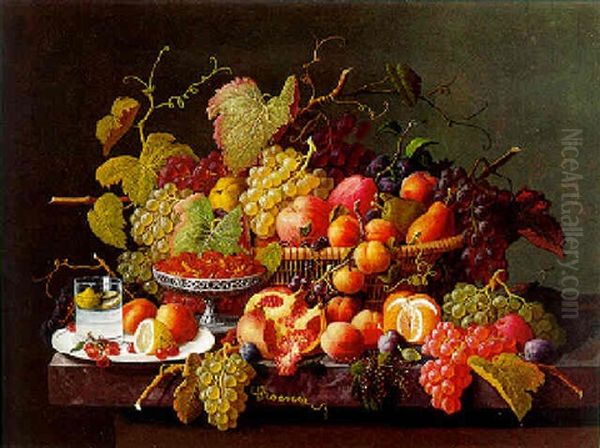 Still Life With Pomegranate Oil Painting by Severin Roesen