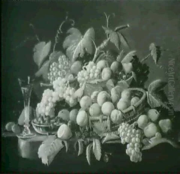 Still Life Of Fruit With Champagne Flute Oil Painting by Severin Roesen