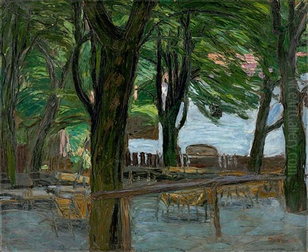 Biergarten In Bayern Oil Painting by Waldemar Roesler