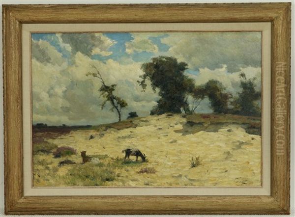 Heidelandschap Met Geiten Op Een Zandheuvel by Louis Albert Roessingh