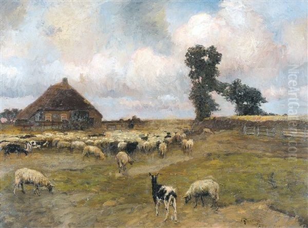 Landschap Met Schaapherder En Kudde Oil Painting by Louis Albert Roessingh