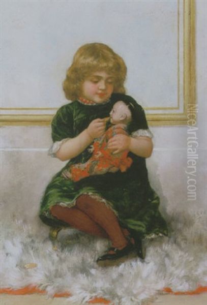 Meisje Met Pop Oil Painting by Louis Albert Roessingh