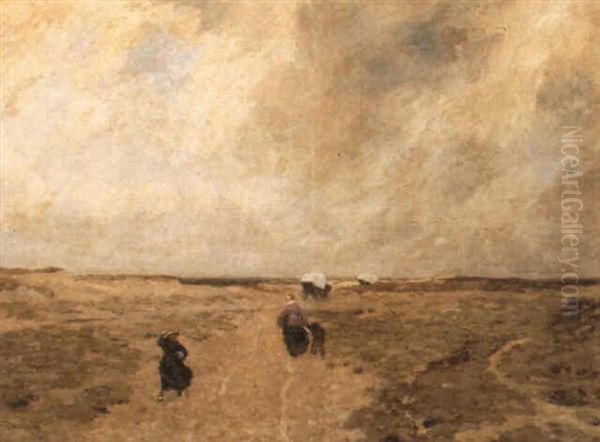 Un Jour Venteux Dans La Bruyere Oil Painting by Louis Albert Roessingh