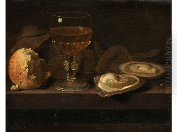 Feines Stillleben Mit Weinglas Und Austern Oil Painting by Pieter Gerritsz van Roestraten