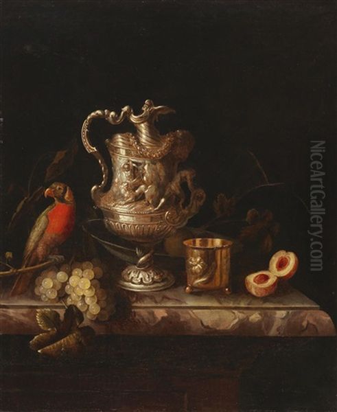 A Still Life Including A Precious Silver Vessel Oil Painting by Pieter Gerritsz van Roestraten