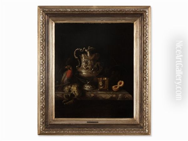 Still Life With Ewer And Parrot Oil Painting by Pieter Gerritsz van Roestraten