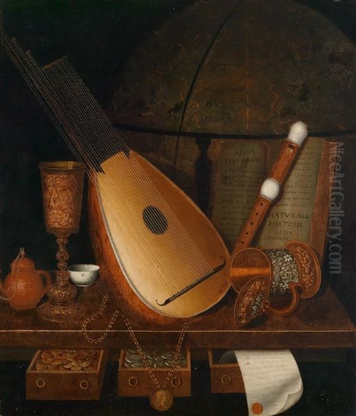 Stillleben Mit Laute Und Blockflote Oil Painting by Pieter Gerritsz van Roestraten