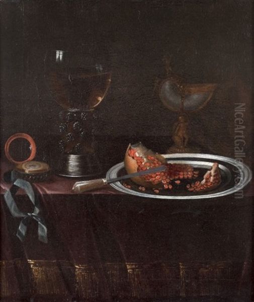 Nature Morte Au Nautile Et Au Verre Rohmer Oil Painting by Pieter Gerritsz van Roestraten