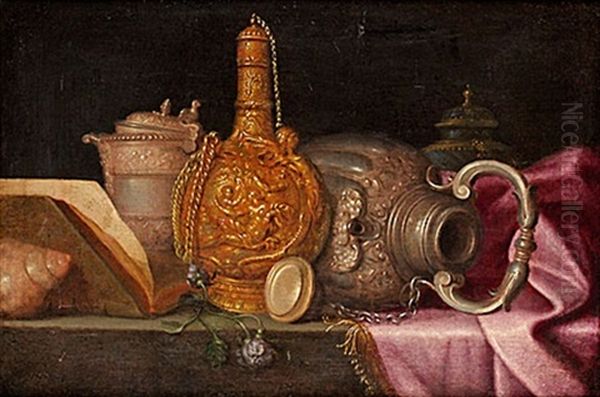 Stilleben Med Vinflaska Och Keramikkrus Oil Painting by Pieter Gerritsz van Roestraten