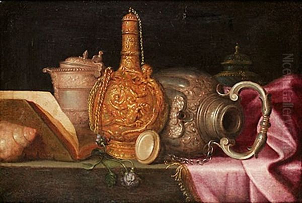 Stilleben Med Vinflaska Och Keramikkrus Oil Painting by Pieter Gerritsz van Roestraten