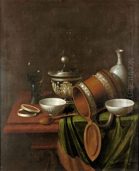 Stillleben Mit Romer, Bierkrug Und Schusseln Oil Painting by Pieter Gerritsz van Roestraten