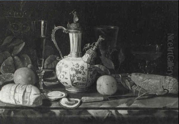 Still Life With Chinese Porcelain Kendi, Glasses, Lobsters, Etc. Oil Painting by Pieter Gerritsz van Roestraten