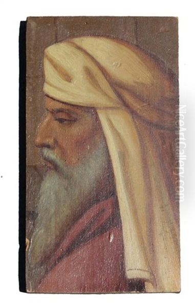 Profile Portrait Of Arab Man Oil Painting by Julius Amatus Roeting