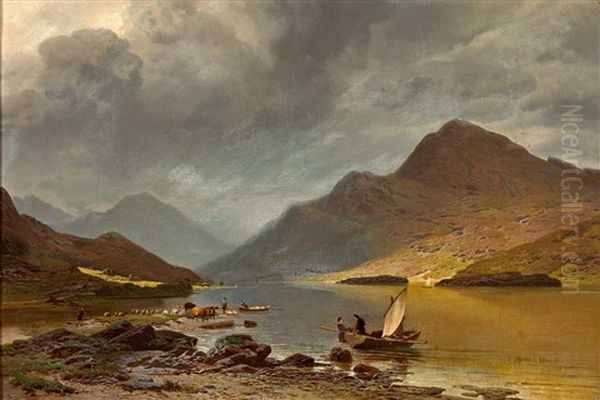 Fjordlandschaft Oil Painting by Jean Francois Xavier Roffiaen