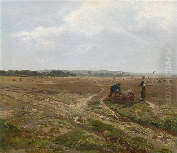 Heidelandschaft Zwischen Genk Und Diepenbeek Oil Painting by Jean Francois Xavier Roffiaen