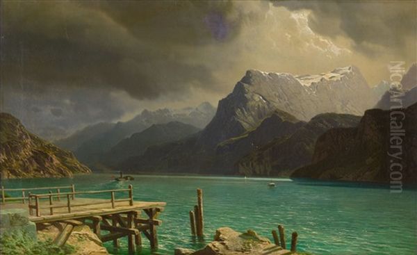 Urnersee Bei Sisikon Oil Painting by Jean Francois Xavier Roffiaen