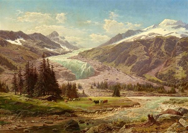 Gletscher Bei Chamonix by Jean Francois Xavier Roffiaen