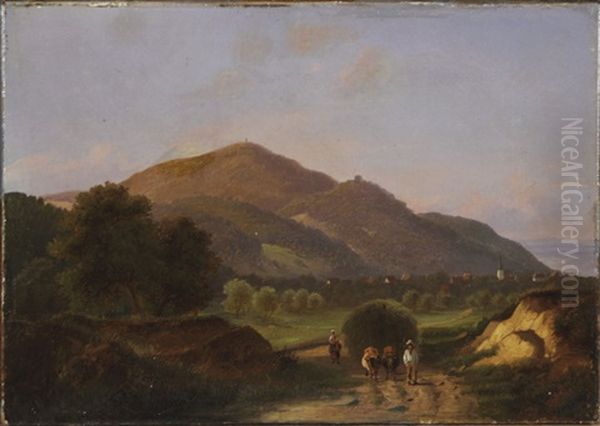 Paysage De Montagne Anime Oil Painting by Jean Francois Xavier Roffiaen