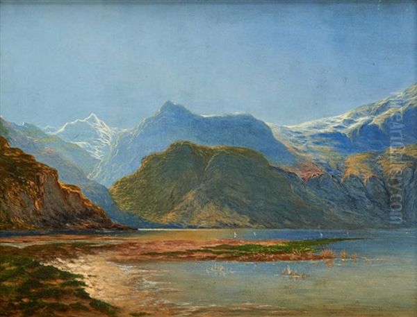 Vue Du Lac Oil Painting by Jean Francois Xavier Roffiaen